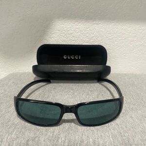 Gucci Black Green Lenses Wrap Sunglasses Italy GG 2547/S NE8 59 [] 12 - 120